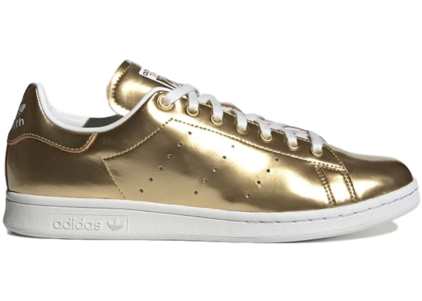 Adidas silver and top gold stan smith