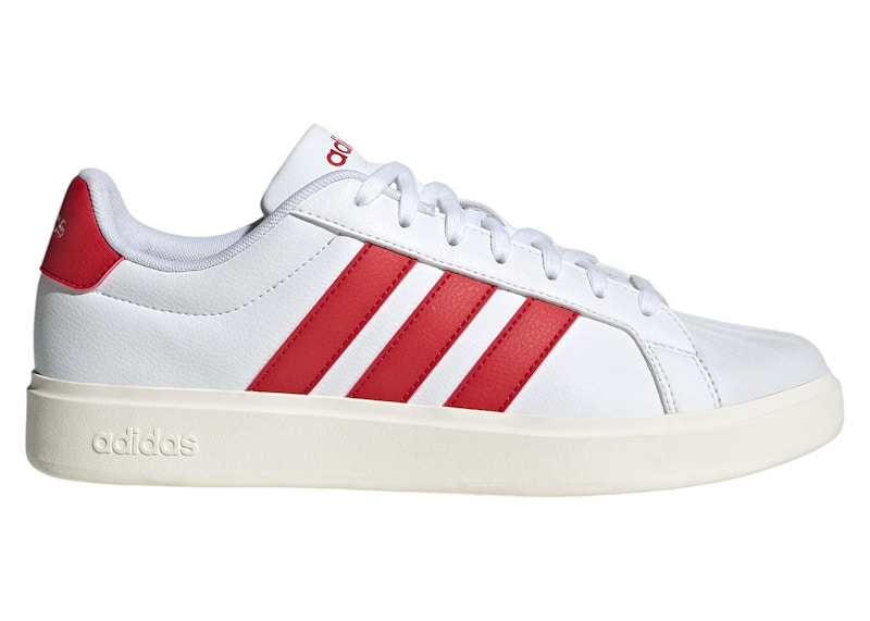 Men's Adidas Streettalk White Sneakers in Cloud White/Better Scarelet Red/Core White