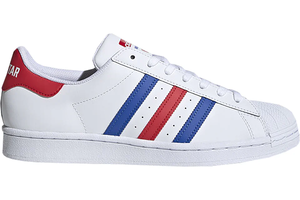 Adidas superstar top shiny blue stripes