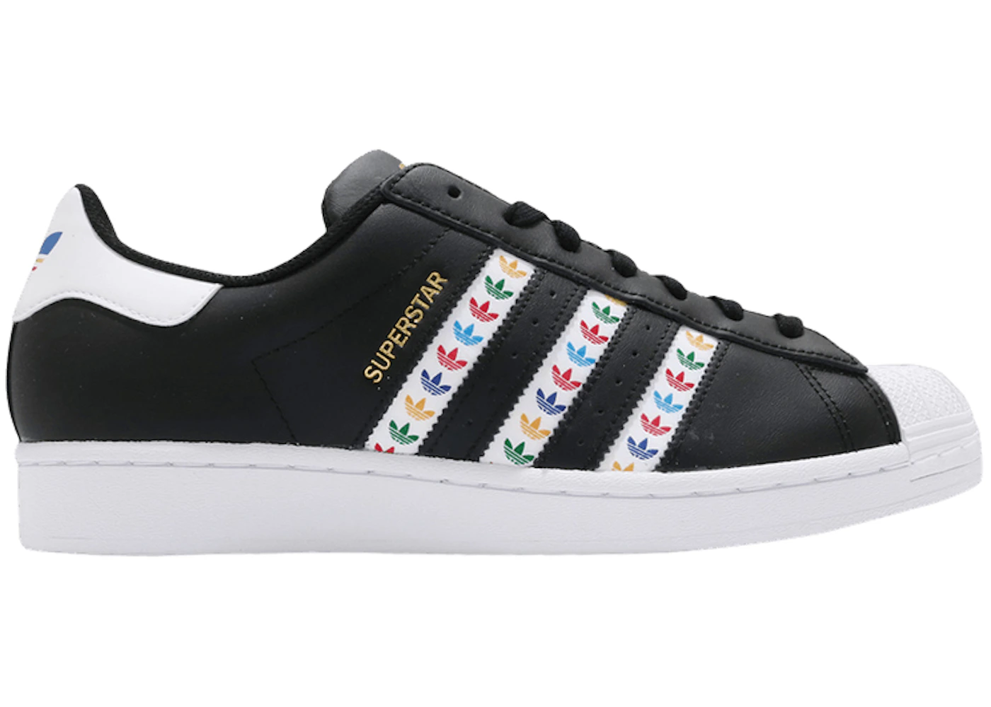 adidas Superstar Black Multi-Color Trefoil Stripes Men's FZ0058 US