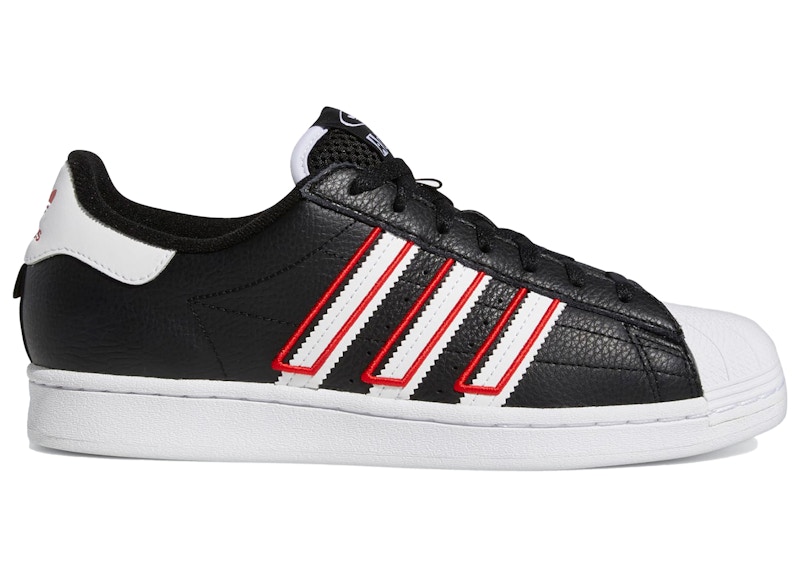 Superstar black shop and red stripes