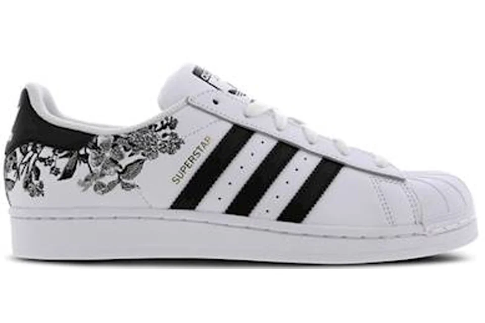 Adidas superstar flower sale embroidery white blue