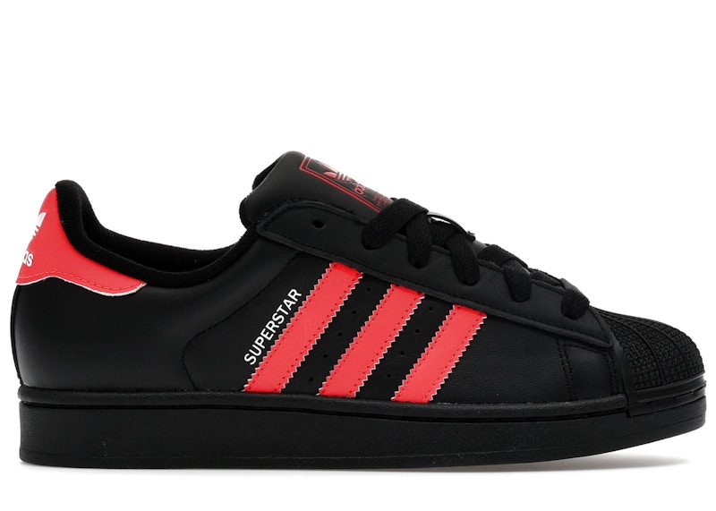 Men's Adidas Superstar II Sneakers in Core Black/Lucid Red/Cloud White