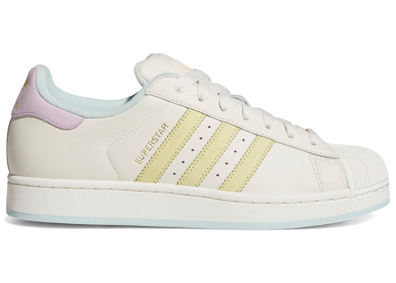 Men's Adidas Superstar II Yellow Sneakers in Off White/Powder Yellow/Halo Mint
