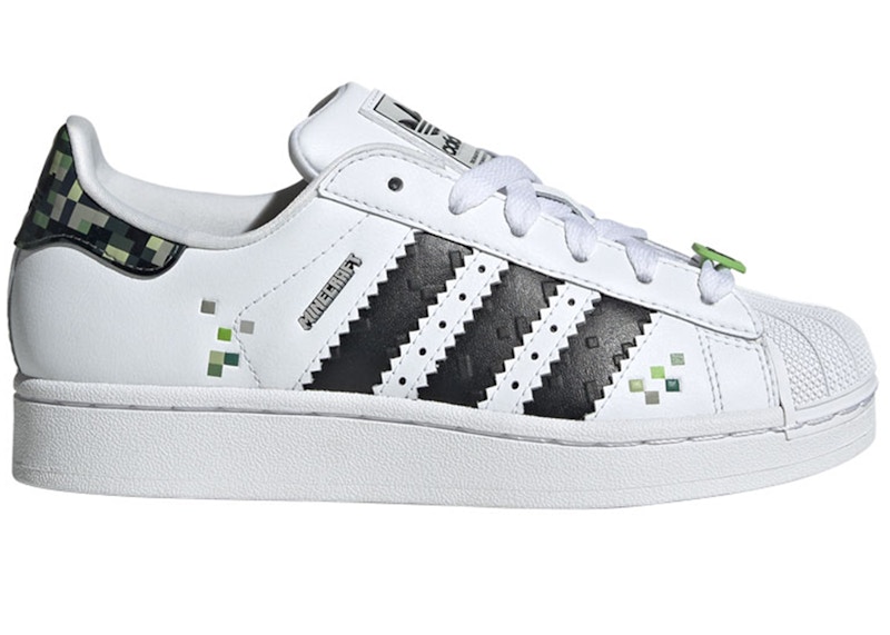 Pre-owned Adidas Originals Superstar Minecraft Creeper Sneakers In Footwear White/core Black