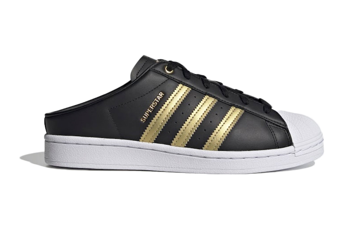 Pre-owned Adidas Originals Adidas Superstar Mule Black Gold Metallic (women's) In Core Black/gold Metallic/cloud White