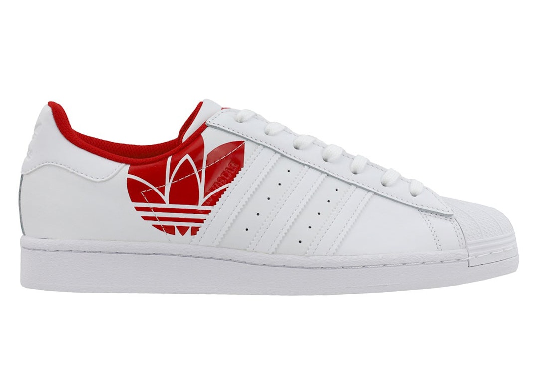 Pre-owned Adidas Originals Adidas Superstar Scarlet Red Trefoil In Cloud White/cloud White/scarlet