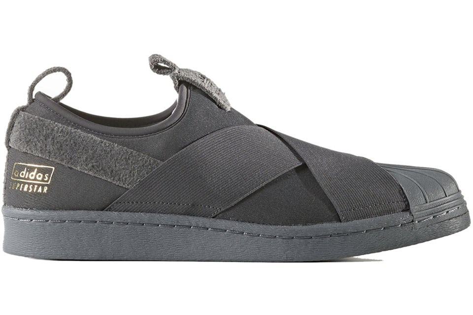 Adidas originals black 2025 superstar slip on trainers
