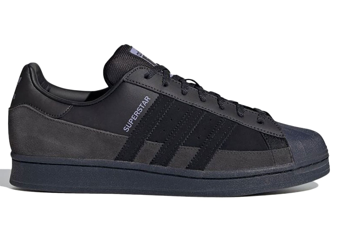 Pre-owned Adidas Originals Adidas Superstar Smooth Leather And Suede In Core Black/core Black-dust Purple