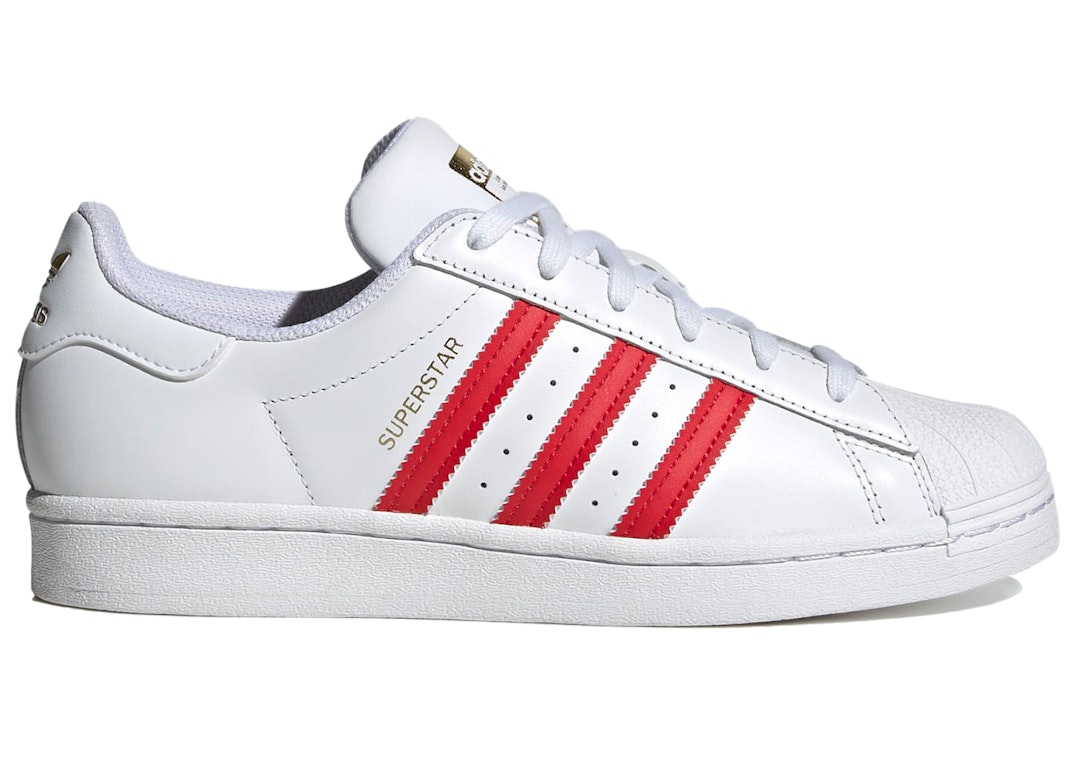 Pre-owned Adidas Originals Adidas Superstar White Better Scarlet Gold (women's) In Cloud White/better Scarlet/gold Metallic