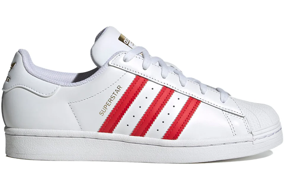 Mens superstar shoes red and white Clearance