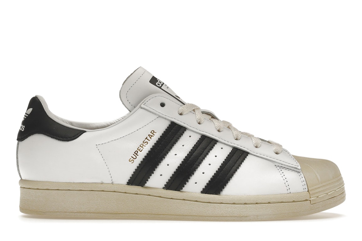 Pre-owned Adidas Originals Adidas Superstar White Black Aged Sole In Cloud White/core Black/blue