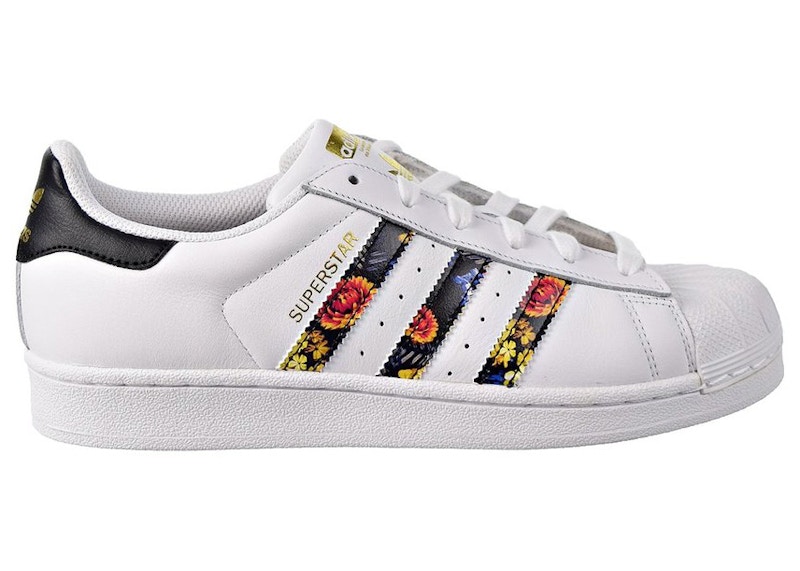 adidas Superstar White Black Foral Stripes Women s EF1480 US