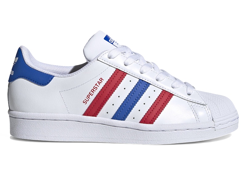 ADIDAS ORIGINALS Pre-owned Superstar White Sneakers In Footwear White/blue/scarelet Red