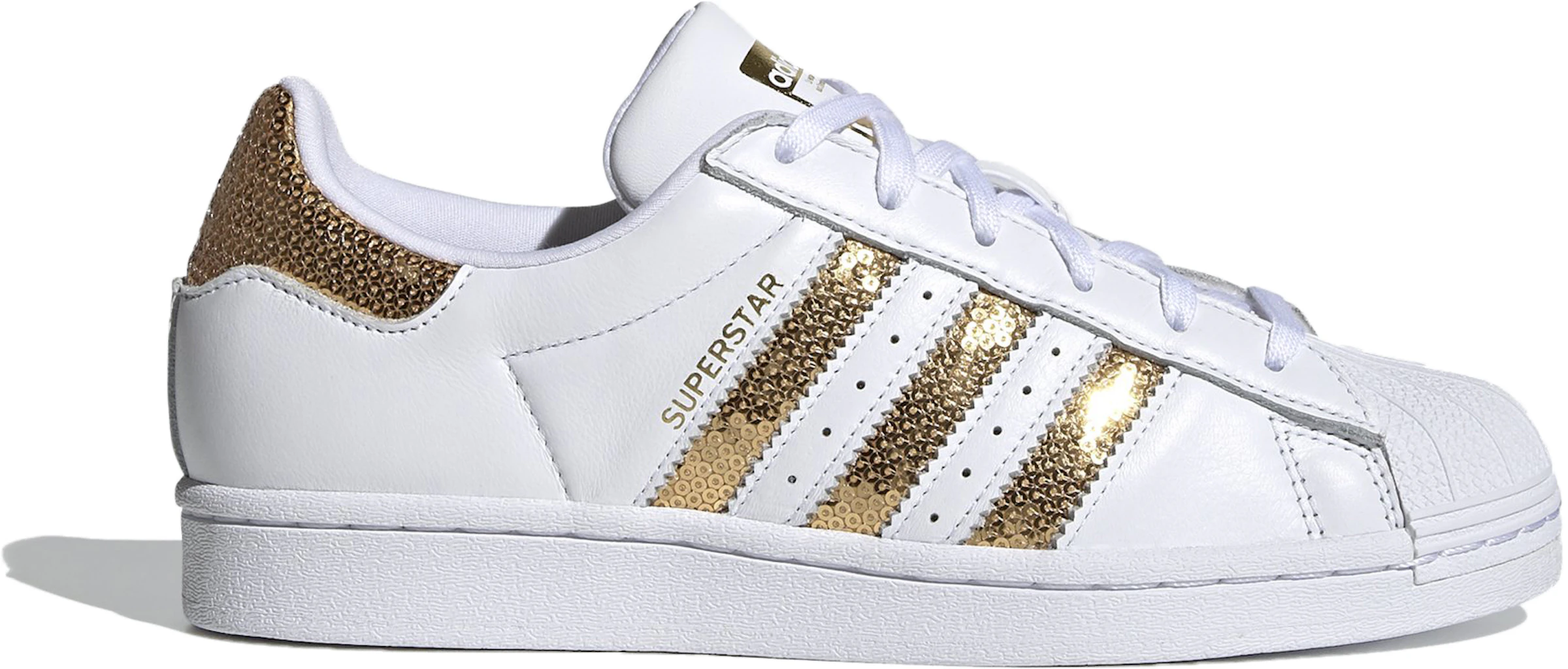 bibliotheek Bank Pa adidas Superstar White Gold Sequins (Women's) - G55658 - US