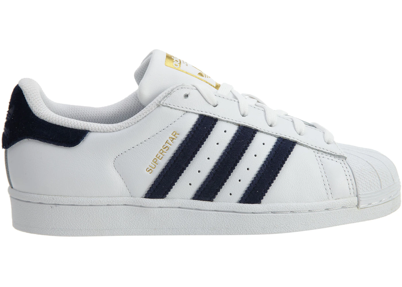 Adidas superstar womens white and navy Clearance