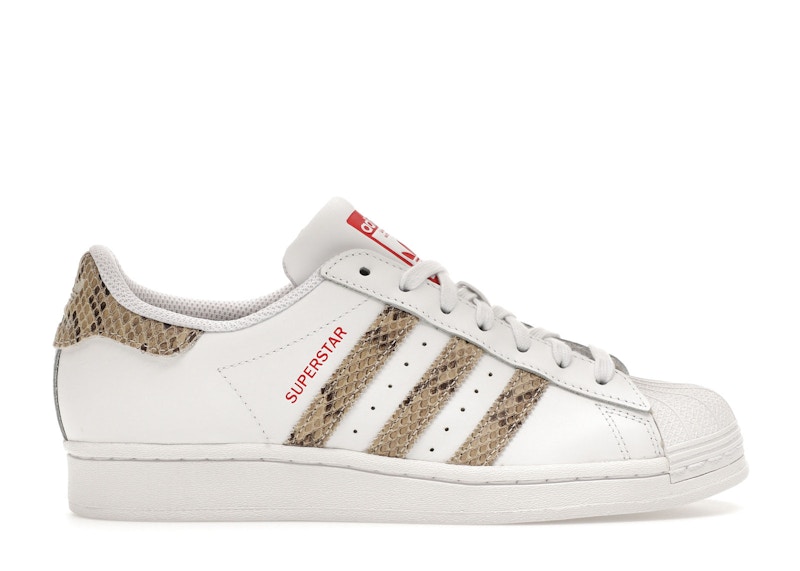 Pre-owned Adidas Originals Superstar White Snakeskin (women's) Sneakers In Cloud White/wonder White/better Scarelet Red