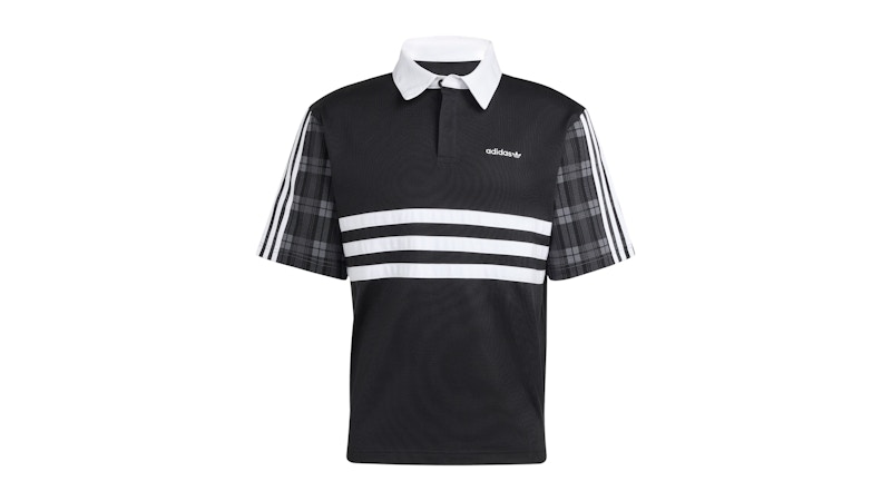adidas Tartan Regular Rugby Polo Black