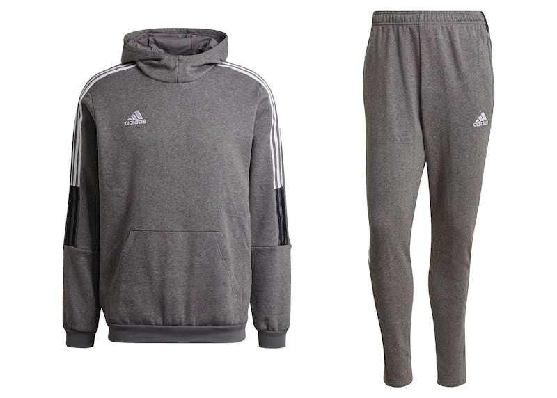 adidas Tiro 21 Sweat Hoodie & Sweatpant Set Grey Melange Men's SS23 US