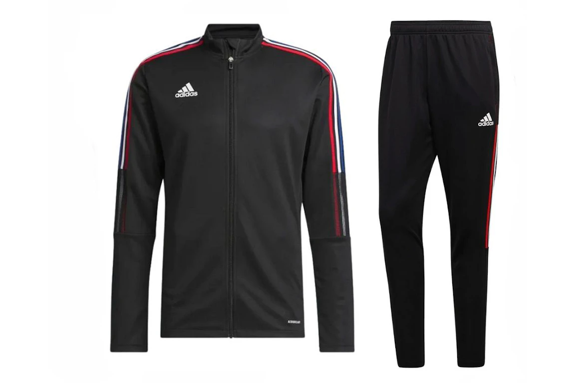 adidas Tiro 21 Track Jacket & Pant Set Black/Vivid Red/White/Royal Blue