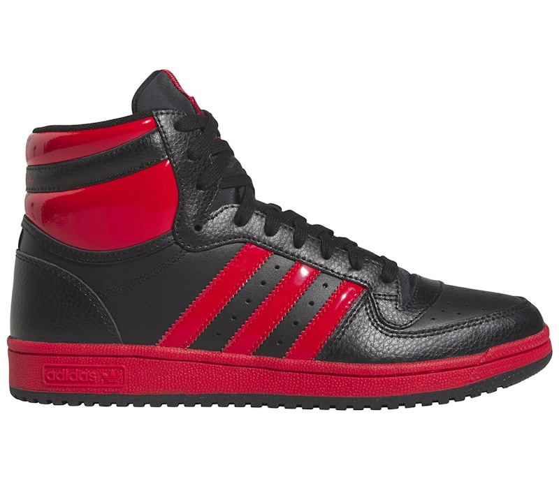 Red and black on sale high top adidas