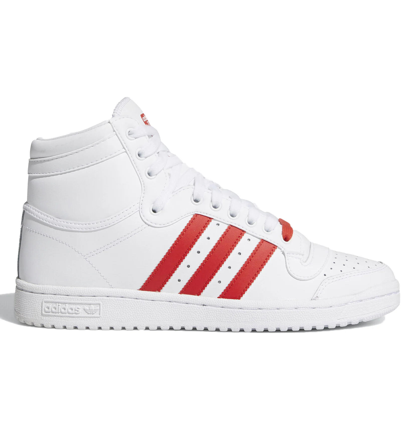 Red and white adidas shoes high tops Clearance