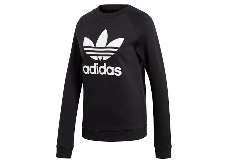 Pre-owned Adidas Originals Women's Adidas Trifoil Crewneck Sweatshirt In Black/white
