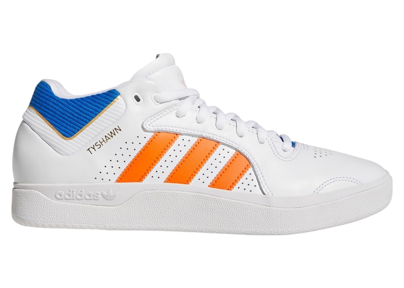 Pre-owned Adidas Originals Men's Adidas Tyshawn Sneakers In Cloud White/orange/blue Bird
