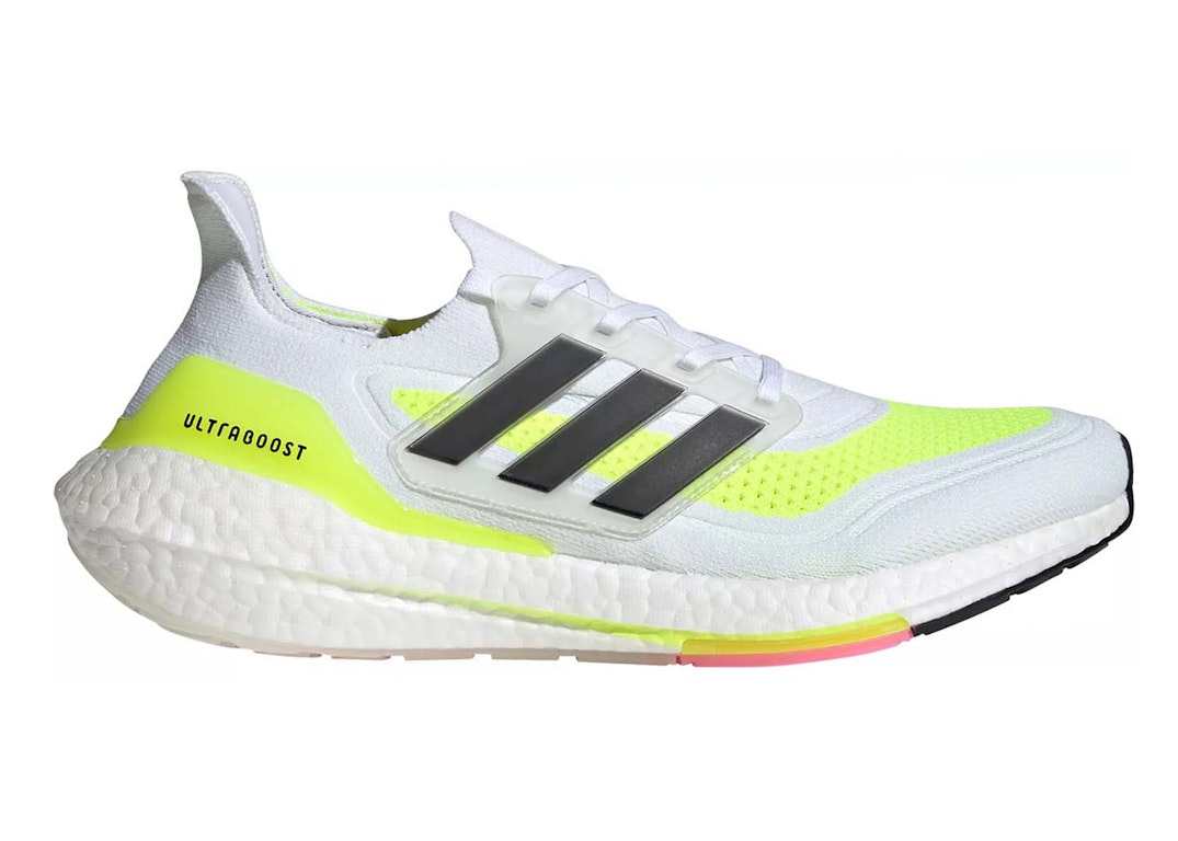 Pre-owned Adidas Originals Adidas Ultra Boost 21 White Solar Green (women's) In Cloud White/core Black/solar Yellow