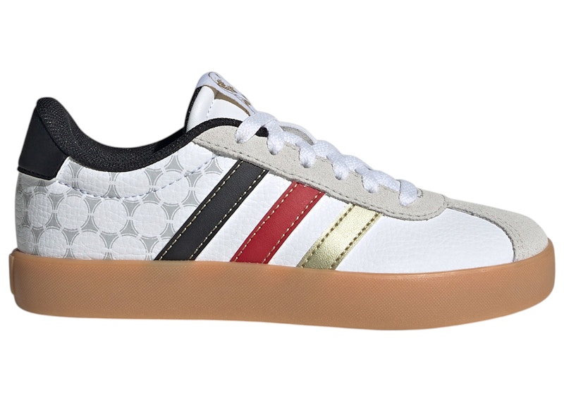 Adidas VL Court 3.0 White Black Red Sneakers in Cloud White/Core Black/Gold Metallic