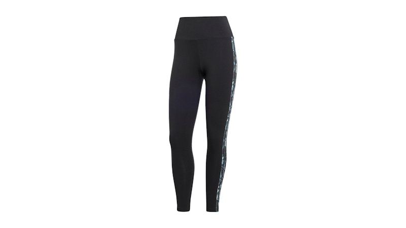 Pre-owned Adidas Originals Women's 3stripes Flower Leggings In Black