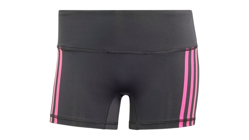 Pre-owned Adidas Originals Women's 3stripes Short Tights In Black/team Shock Pink 2