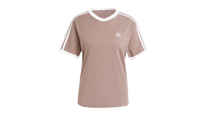 Pre-owned Adidas Originals Women's 3stripes T-shirt In Trace Brown