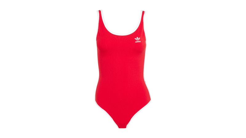 Pre-owned Adidas Originals Women's Adicolor 3stripes Bodysuit In Better Scarelet Red