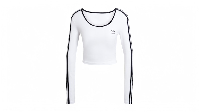 ● ADIDAS ● ADICOLOR 3S LONG SLEEVE CROP TEE adidas Women's Adicolor 3-Stripes Long Sleeve Crop Long