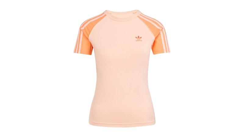 adidas Women's Adicolor 3-Stripes Raglan Slim T-Shirt Glow