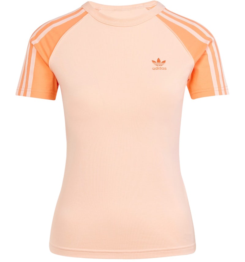 adidas Women's Adicolor 3-Stripes Raglan Slim T-Shirt Glow Pink