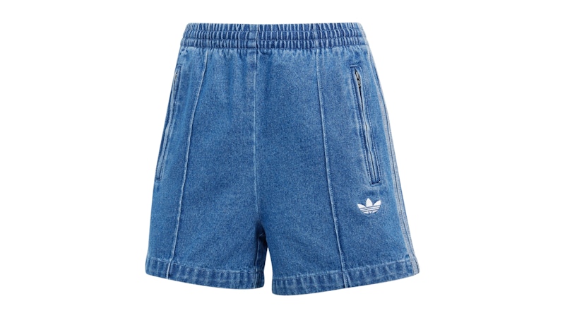 Pre-owned Adidas Originals Women's Adicolor Denim Firebird Shorts In Indigo Denim