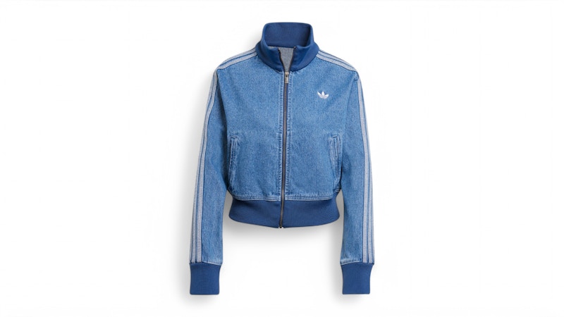 Pre-owned Adidas Originals Women's Adicolor Denim Track Top In Indigo Denim