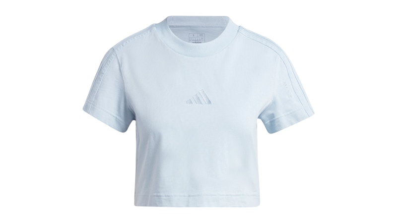 Pre-owned Adidas Originals Women's All Szn 3stripes Slim T-shirt In Wonder Blue
