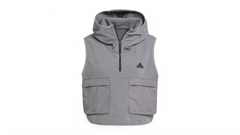 Pre-owned Adidas Originals Women's City Escape Polar Fleece Vest In Grey Four
