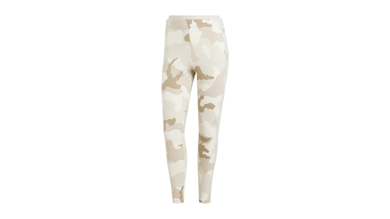 Pre-owned Adidas Originals Women's Essentials 3stripes Camo Print 7/8 Length Leggings In Alumina