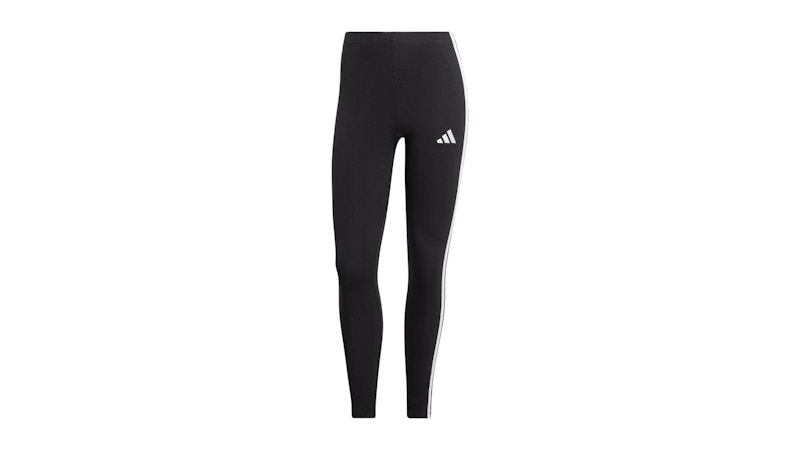 Pre-owned Adidas Originals Women's Essentials 3stripes Cotton Leggings In Black/white In Multi