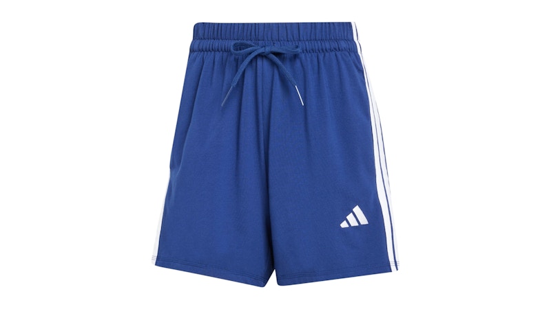 Pre-owned Adidas Originals Women's Essentials 3stripes Cotton Shorts In Dark Blue/white