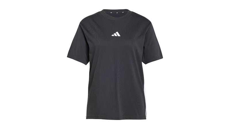 Pre-owned Adidas Originals Women's Essentials 3stripes Cotton T-shirt In Black/white