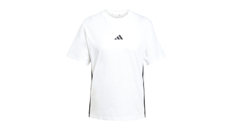 Pre-owned Adidas Originals Women's Essentials 3stripes Cotton T-shirt In White/black