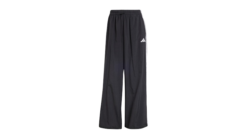 Pre-owned Adidas Originals Women's Essentials 3stripes Lifestyle Woven Parachute Tracksuit Bottoms In Black/white