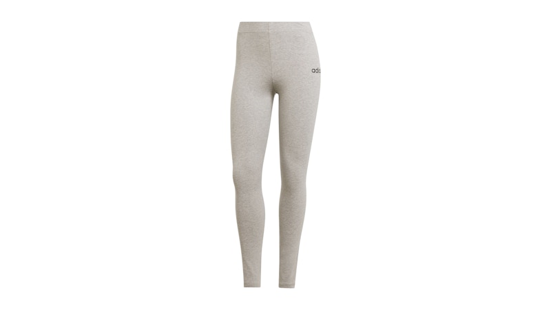 Pre-owned Adidas Originals Women's Essentials Linear Cotton Leggings In Medium Grey Heather/black In Multi