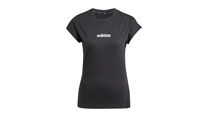 Pre-owned Adidas Originals Women's Essentials Linear Cotton T-shirt In Black/white