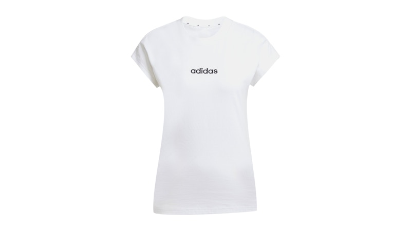 Pre-owned Adidas Originals Women's Essentials Linear Cotton T-shirt In White/black